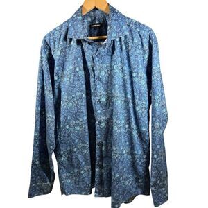 JARED LANG Men's Paisley Button-Down Long Sleeve Shirt Blue Size Extra Large